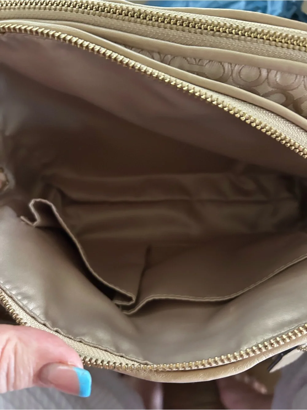 Coach Madison Op Art Convertible Satchel – Pearlescent Khaki